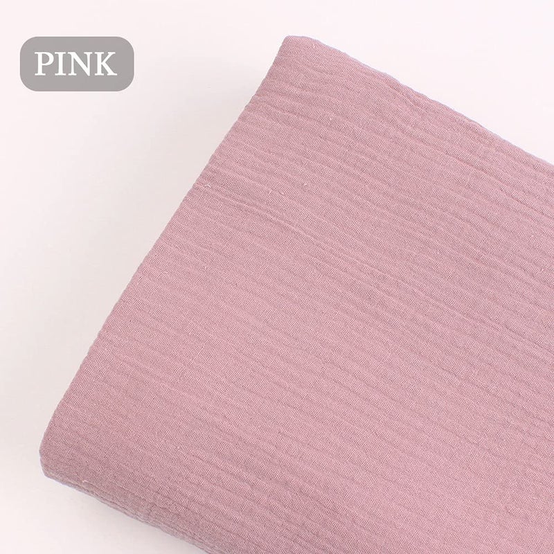 Zsedrut Wrinkle Gauze Cotton Material Quilting Sewing Craft Fabric Table Runners Decor Cloth for Party, Wedding Cheesecloth Kitchen Cooking (1 Yard, Pink) - Image 3